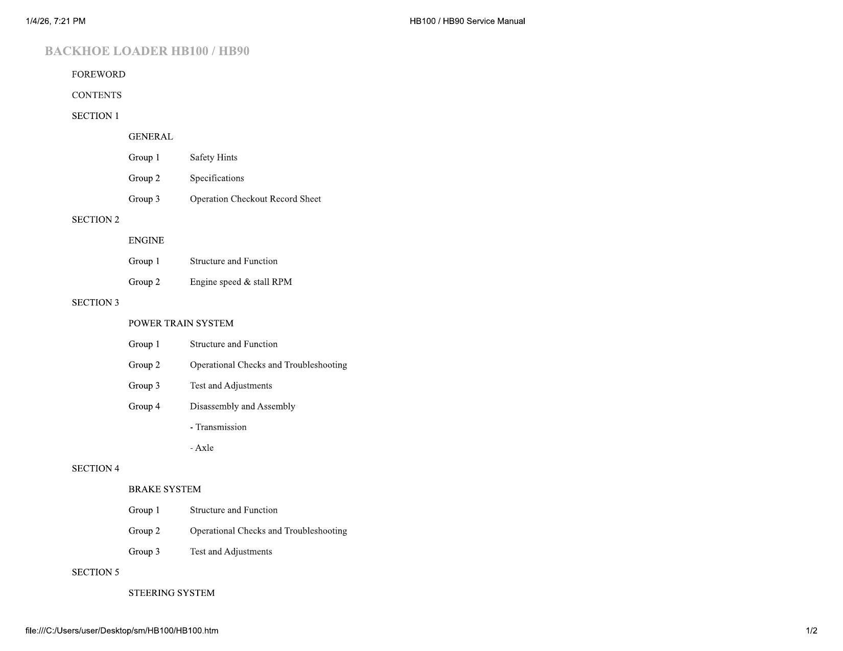 HB100   HB90 Service Manual